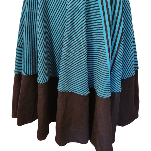 ANTHROPOLOGIE x EVA FRANCO Teal & Black Striped Swing Dress - Size 10 - Picture 5 of 14